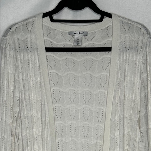 WHBM White Open Front Cardigan Long Lightweight Open Knit Sweater Sz XL - Picture 9 of 9
